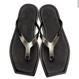 Rick Owens Hydra Silver Metal Leather Sandals